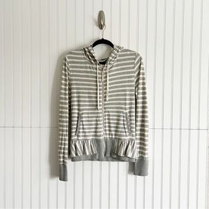 Anthropologie Saturday Sunday Size Medium Striped Zip Up Hoodie